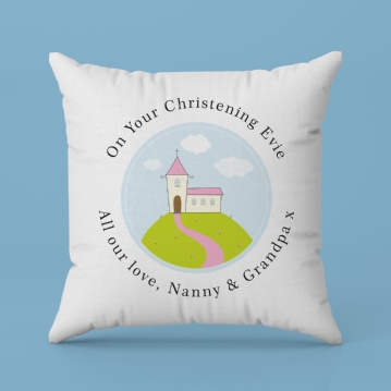 Personalised Girls Christening Cushion