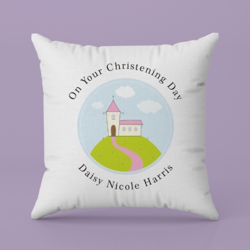 Personalised Girls Christening Cushion