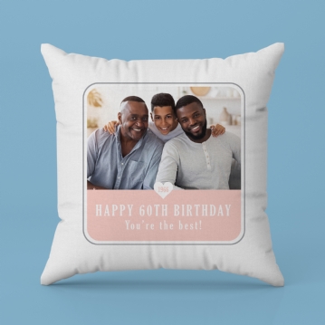 Personalised 60th Birthday Pink Photo Upload Cushion