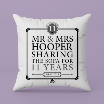 Personalised 11th Anniversary Sharing The Sofa Cushion