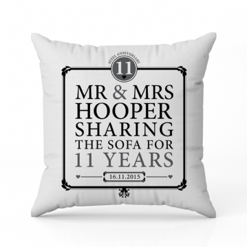 Personalised 11th Anniversary Sharing The Sofa Cushion