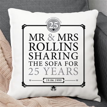 Personalised 25th (Silver) Anniversary Sharing the Sofa Cushion