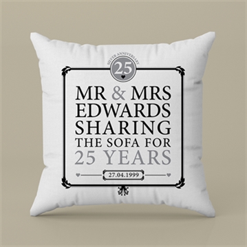 Personalised 25th (Silver) Anniversary Sharing the Sofa Cushion
