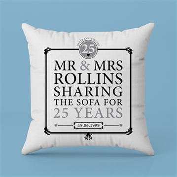 Personalised 25th (Silver) Anniversary Sharing the Sofa Cushion