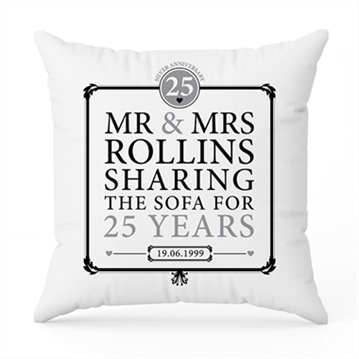 Personalised 25th (Silver) Anniversary Sharing the Sofa Cushion