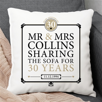 Personalised 30th (Pearl) Anniversary Sharing the Sofa Cushion
