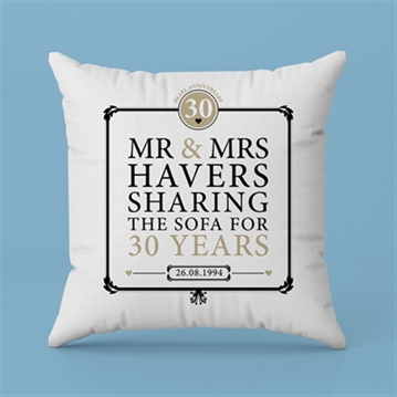 Personalised 30th (Pearl) Anniversary Sharing the Sofa Cushion