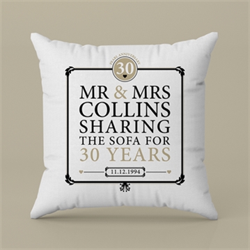 Personalised 30th (Pearl) Anniversary Sharing the Sofa Cushion