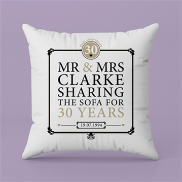 Personalised 30th (Pearl) Anniversary Sharing the Sofa Cushion