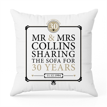 Personalised 30th (Pearl) Anniversary Sharing the Sofa Cushion