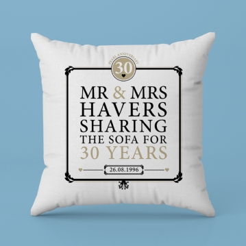 Personalised 30th (Pearl) Anniversary Sharing the Sofa Cushion