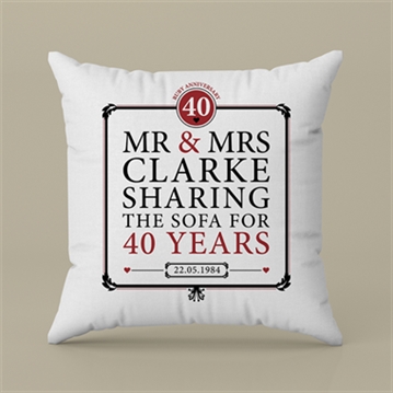 Personalised 40th (Ruby) Anniversary Sharing the Sofa Cushion