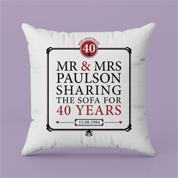 Personalised 40th (Ruby) Anniversary Sharing the Sofa Cushion