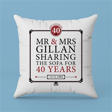 Personalised 40th (Ruby) Anniversary Sharing the Sofa Cushion