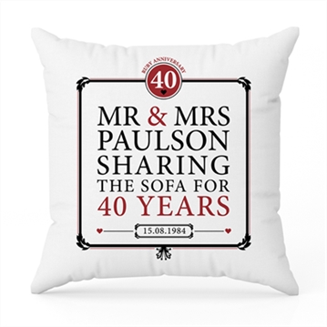 Personalised 40th (Ruby) Anniversary Sharing the Sofa Cushion
