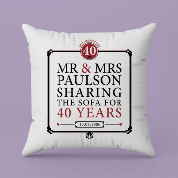 Personalised 40th (Ruby) Anniversary Sharing the Sofa Cushion