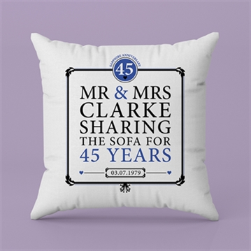 Personalised 45th (Sapphire) Anniversary Sharing the Sofa Cushion