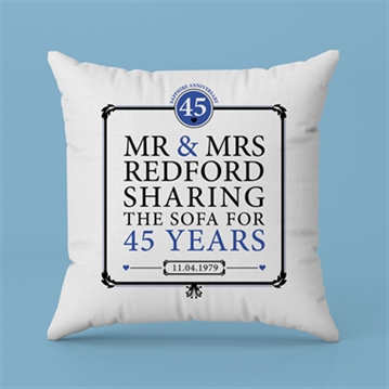 Personalised 45th (Sapphire) Anniversary Sharing the Sofa Cushion