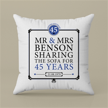 Personalised 45th (Sapphire) Anniversary Sharing the Sofa Cushion