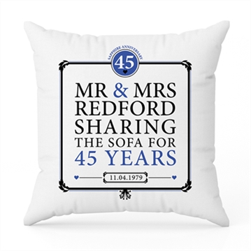 Personalised 45th (Sapphire) Anniversary Sharing the Sofa Cushion