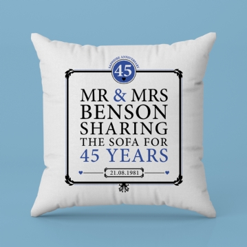 Personalised 45th (Sapphire) Anniversary Sharing the Sofa Cushion