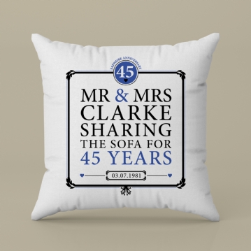 Personalised 45th (Sapphire) Anniversary Sharing the Sofa Cushion