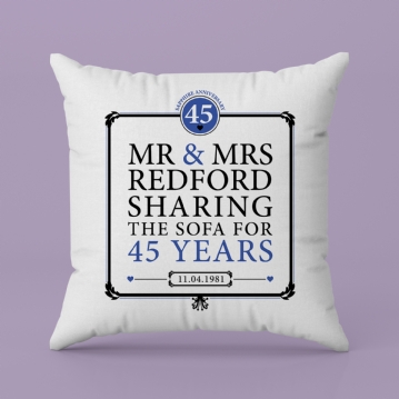 Personalised 45th (Sapphire) Anniversary Sharing the Sofa Cushion