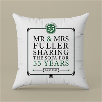 Personalised 55th (Emerald) Anniversary Sharing the Sofa Cushion