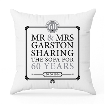 Personalised 60th (Diamond) Anniversary Sharing the Sofa Cushion