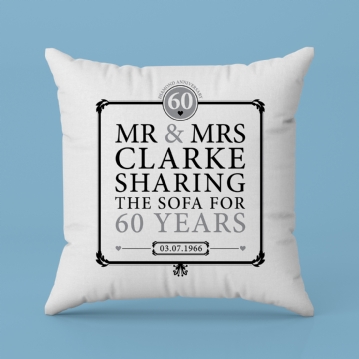 Personalised 60th (Diamond) Anniversary Sharing the Sofa Cushion