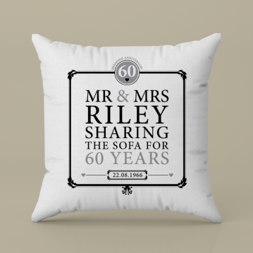 Personalised 60th (Diamond) Anniversary Sharing the Sofa Cushion