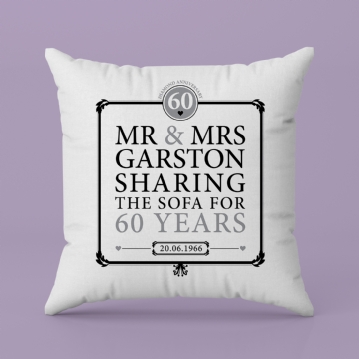 Personalised 60th (Diamond) Anniversary Sharing the Sofa Cushion