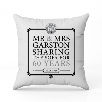 Personalised 60th (Diamond) Anniversary Sharing the Sofa Cushion