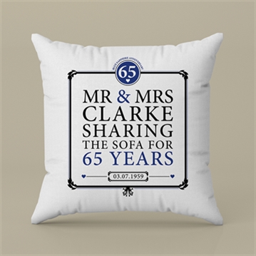 Personalised 65th (Blue Sapphire) Anniversary Sharing the Sofa Cushion