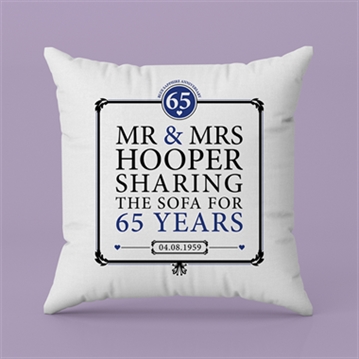 Personalised 65th (Blue Sapphire) Anniversary Sharing the Sofa Cushion