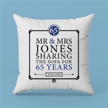 Personalised 65th (Blue Sapphire) Anniversary Sharing the Sofa Cushion