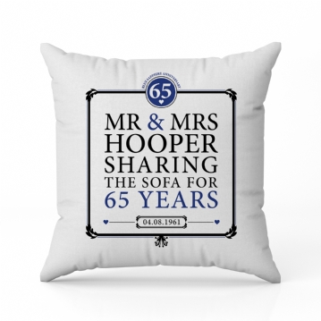 Personalised 65th (Blue Sapphire) Anniversary Sharing the Sofa Cushion