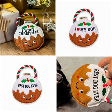 Christmas Pudding Slogan Dog Toys