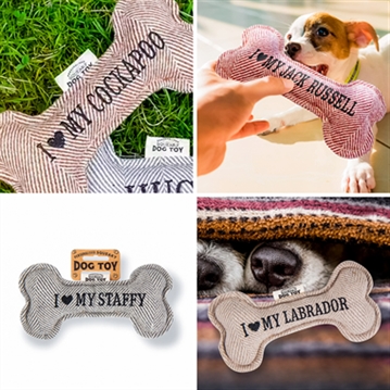 "I Love my Dog" Breed Squeaky Dog Toys