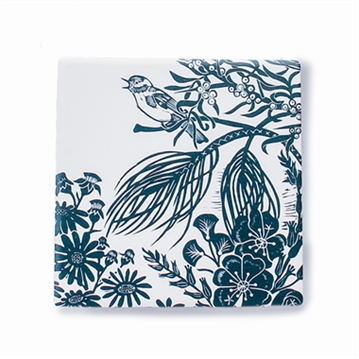 Kate Heiss Woodland Navy Set of Ceramic Coasters