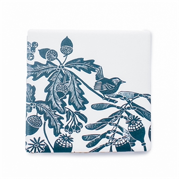 Kate Heiss Woodland Navy Set of Ceramic Coasters