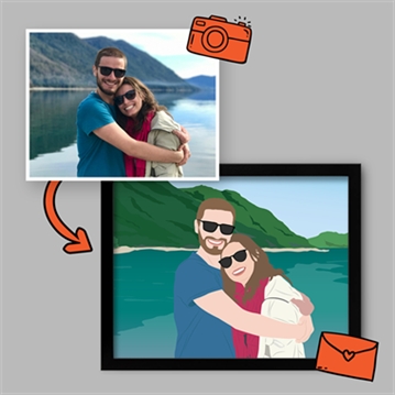 Personalised Couples "Photo-to-Painting" Hand Illustrated Framed Prints