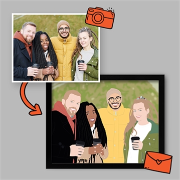 Personalised Couples "Photo-to-Painting" Hand Illustrated Framed Prints