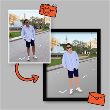 Personalised "Photo-to-Painting" Hand Illustrated Framed Prints for Him