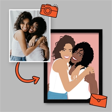 Personalised "Photo-to-Painting" Hand Illustrated Framed Prints for Her