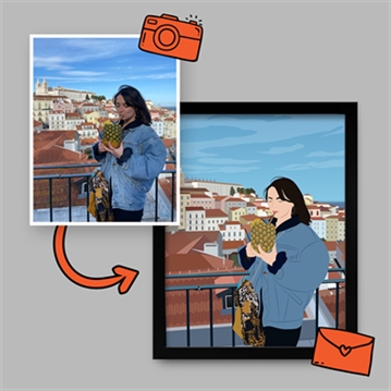 Personalised "Photo-to-Painting" Hand Illustrated Framed Prints for Her