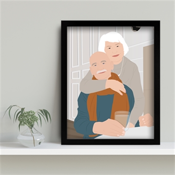 Personalised Grandparents "Photo-to-Painting" Hand Illustrated Framed Prints