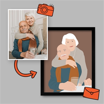 Personalised Grandparents "Photo-to-Painting" Hand Illustrated Framed Prints