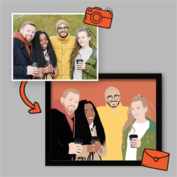 Personalised Friendship "Photo-to-Painting" Hand Illustrated Framed Prints