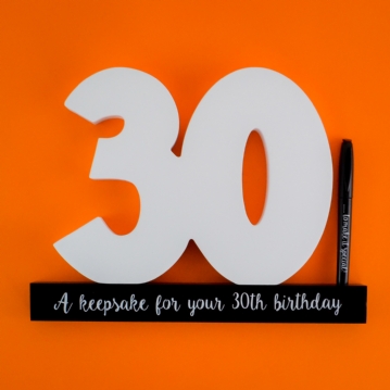 30th Birthday Signature Numbers and Pen